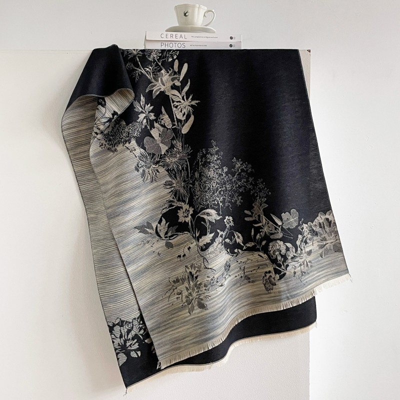 Striped Short-Fringe Scarf 2